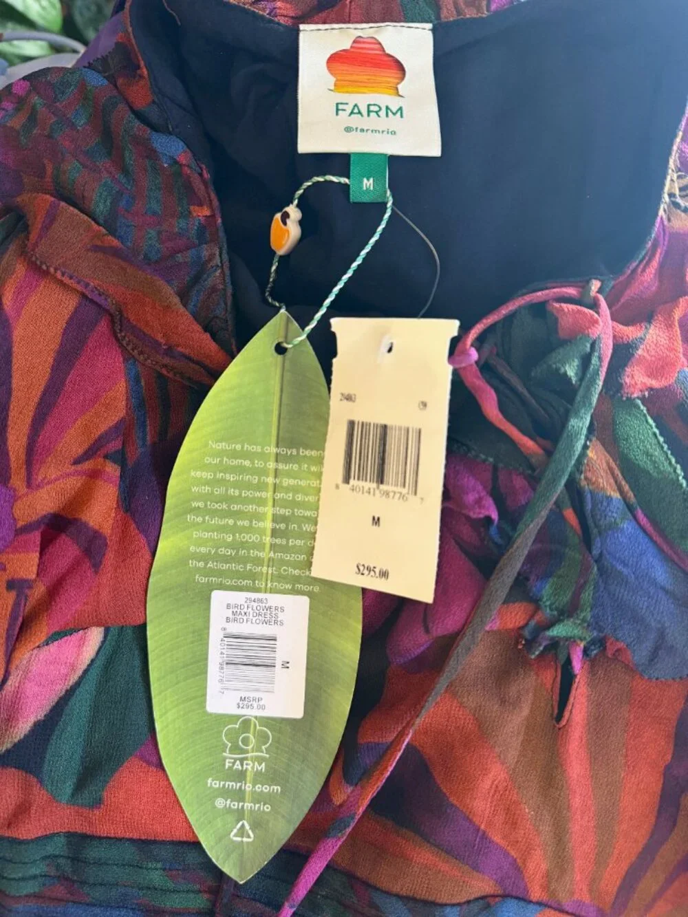 β¨ NWT FARM Rio "Bird Flowers" Maxi Dress β SOLD OUT Print β Size M NEWβ¨ - Picture 2 of 16